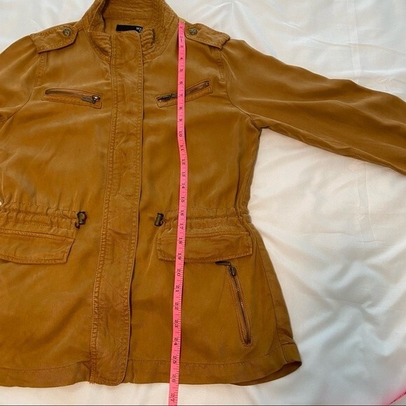 Max Jeans Suede Like Jacket Bomber Moto Safari Rust Multi Zip Pockets SZ S - Picture 15 of 16